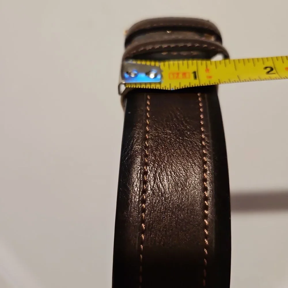 Men's Brown Leather Belt with Gold Buckle Waist 40